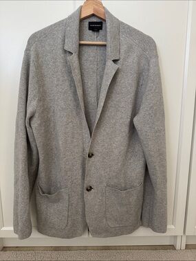 Club Monaco Men’s Light Gray Knit Blazer Cardigan